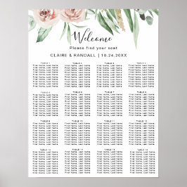 緑のピンク赤面結婚フローラの座席表 ポスター