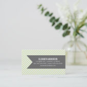 緑のピンストリップパターン 名刺 (スタンド正面)