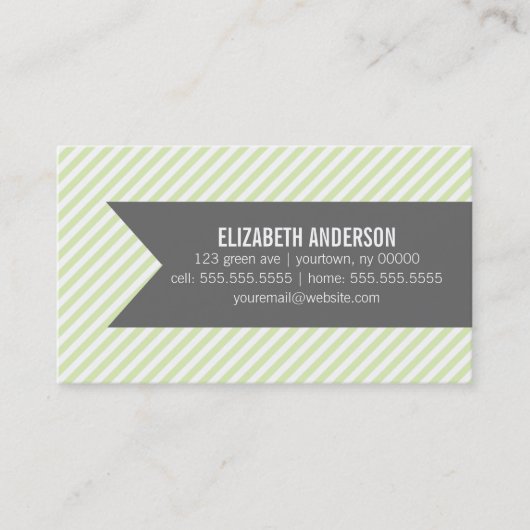 緑のピンストリップパターン 名刺 (正面)