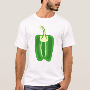 緑のピーマン半分の Tシャツ