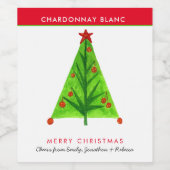 緑のファンキークリスマスツリー名メリークリスマス ワインラベル (シングルラベル)