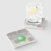 緑のファンシークリスマスオーナメントストーンコースター ストーンコースター (横)