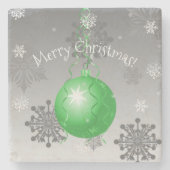 緑のファンシークリスマスオーナメントストーンコースター ストーンコースター (正面)