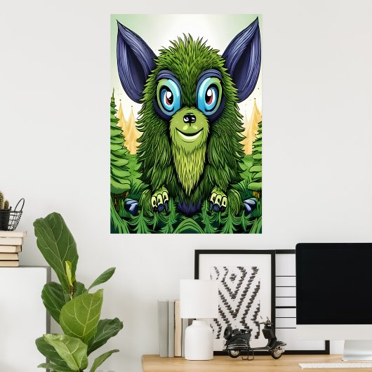 緑のファンタジーのポートレート | AIアートポスター ポスター (ホームオフィス)