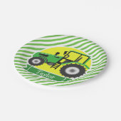 緑のファームトラクタ(黄色、緑と白) ペーパープレート (アングル)