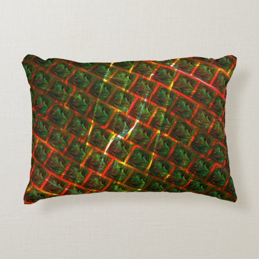 "緑のフィット目"、スクラッチまたは赤いグリッド。 アクセントクッション (正面)