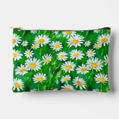 緑のフィールドの水色デイジー アクセサリーポーチ (正面)
