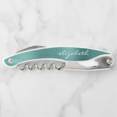 緑のフェイクブラシ付きメタルパーソナライズされたスクリプト ソムリエナイフ (裏面)