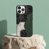 緑のフェイク革の牛の斑点の毛皮 Case-Mate iPhoneケース