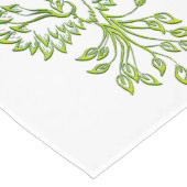 緑のフェニックスが白に浮き上がる ロングテーブルランナー (コーナー)