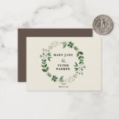 緑のフェミニン円結婚フローラ ノートカード (正面/裏面インサイチュ)