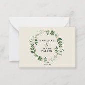 緑のフェミニン円結婚フローラ ノートカード (正面)