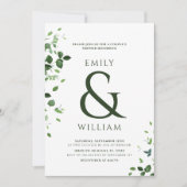 緑のフォトカップルのシャワー 招待状 (正面)