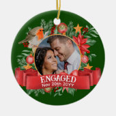 緑のフォトヴィンテージツリーのデコパーソナライズされたレーション セラミックオーナメント (正面)