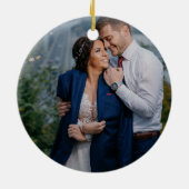 緑のフォトヴィンテージツリーのデコパーソナライズされたレーション セラミックオーナメント (裏面)