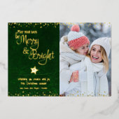 緑のフォト日メリーは明るいスクリプ実在ト金ゴールド 箔シーズンカード (正面)