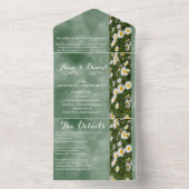 緑のフォーマルデイジーすべて1つの結婚式の招待 オールインワン招待状 (内側)