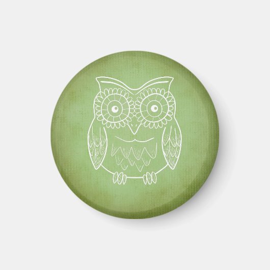 緑のフクロウのステンシル マグネット (正面)
