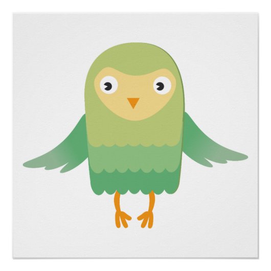 緑のフクロウの漫画 ポスター (正面)