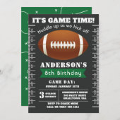 緑のフットボールパーティー招待状 招待状 (正面/裏面)