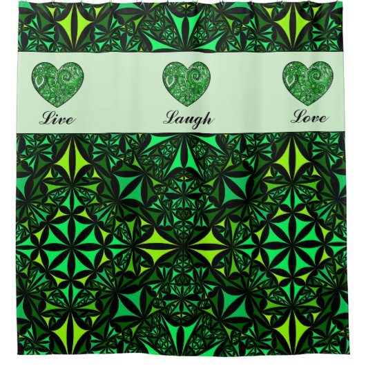 緑のフラクタル浴室シャワーカーテン シャワーカーテン (正面)