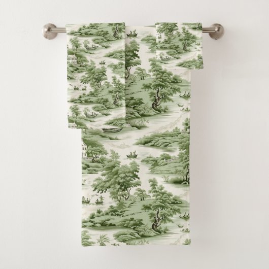 緑のフランスの田舎 バスタオルセット (インサイチュ)