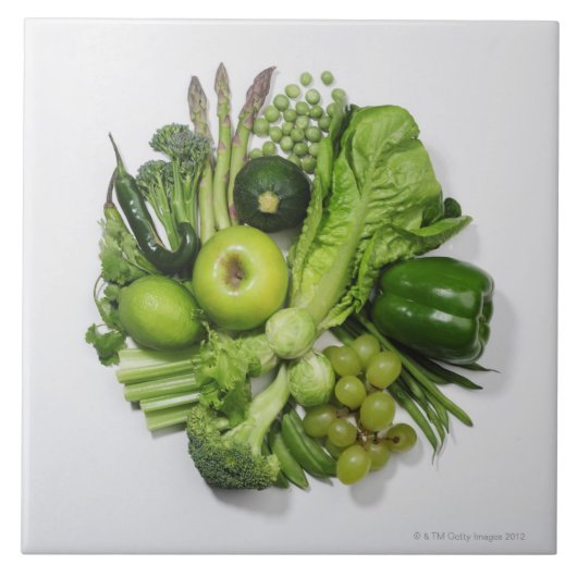 緑のフルーツ及び野菜の選択 タイル (正面)