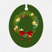 緑のフレームファミリ写真 メタルオーナメント (裏面)