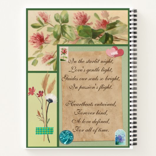 緑のフレーム春風景かわいい花の女の子 ノートブック (裏面)