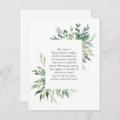 緑のフレーム葬儀スクリプトありがとうノートカード サンキューカード (正面/裏面)