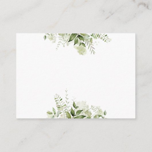 緑のフローラおむつラッフルベビーシャワー エンクロージャーカード (裏面)