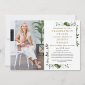緑のフローラお祝いの生活葬儀の写真 招待状 (正面)