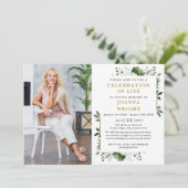 緑のフローラお祝いの生活葬儀の写真 招待状 (スタンド正面)