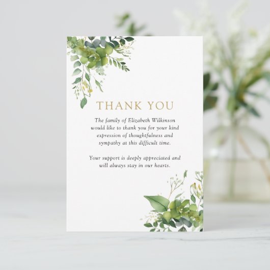 緑のフローラお祝いの生活葬儀写真 サンキューカード (スタンド正面)