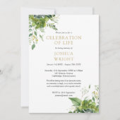 緑のフローラお祝いの生活葬儀写真 招待状 (正面)