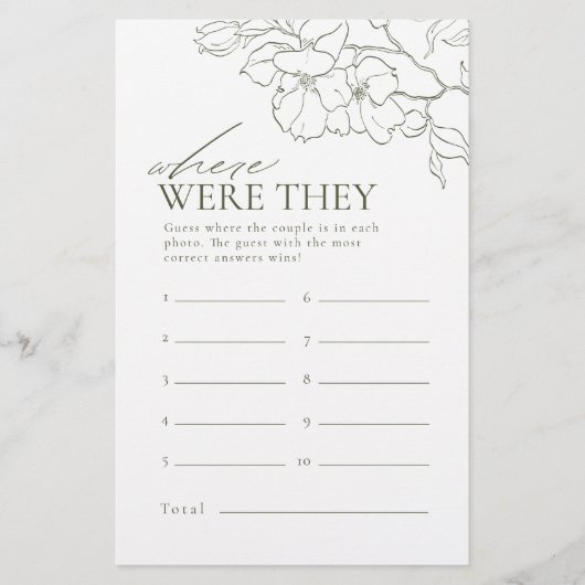 緑のフローラどこ彼らはブライダルシャワーゲーム (正面)