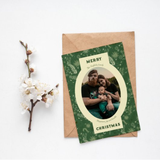 緑のフローラのドードルの家族写真 シーズンカード