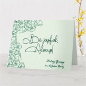 緑のフローラの楽しい写真クリスマス カード (黄色い花)