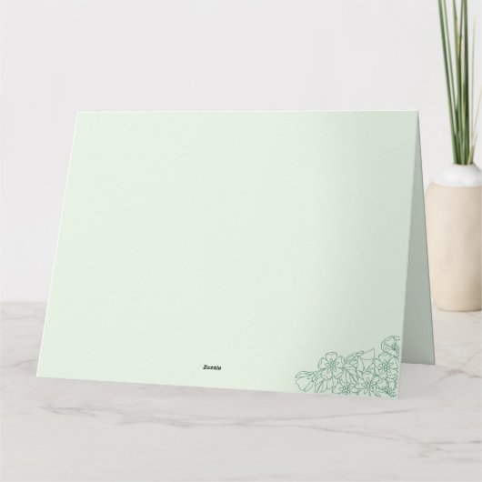 緑のフローラの楽しい写真クリスマス カード (裏面)