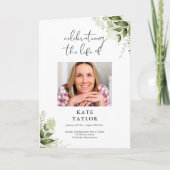 緑のフローラの葬儀の順序を折り畳んだ プログラム (正面)