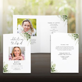 緑のフローラの葬儀の順序を折り畳んだ プログラム