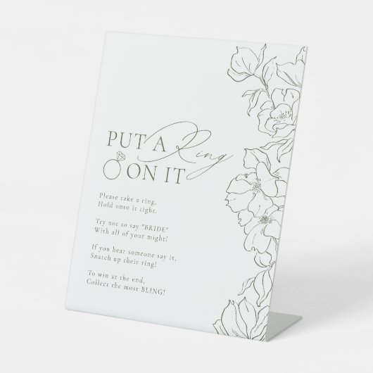緑のフローラはリングを置いたブライダルシャワーゲーム 台座サイン (正面)