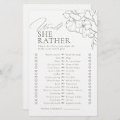 緑のフローラは彼女はむしろブライダルシャワーゲーム (正面/裏面)