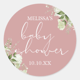 緑のフローラほこりっぽいバラガールベビーシャワーの好意 ラウンドシール