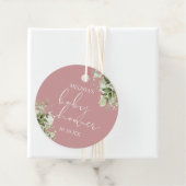 緑のフローラほこりっぽいバラガールベビーシャワー フェイバータグ (インサイチュ)