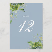 緑のフローラほこりっぽい青い表の番号 サンキューカード (裏面)