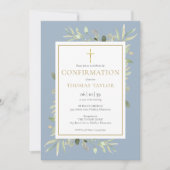 緑のフローラほこりっぽい青の確認 招待状 (正面)