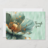 緑のフローラを拡大する光沢のある緑ありがとう サンキューカード (正面)