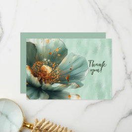 緑のフローラを拡大する光沢のある緑ありがとう サンキューカード