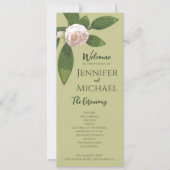 緑のフローラエレガシンプルントウェディングプログラム (正面)